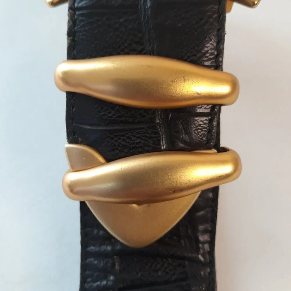 Belts by Simon Black Alligator Print Leather Belt M Glam Dressy Work